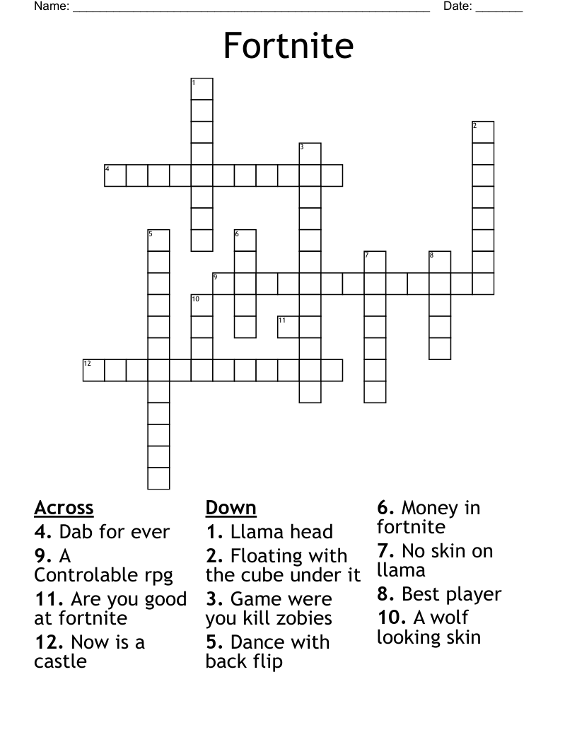 Fortnite Crossword