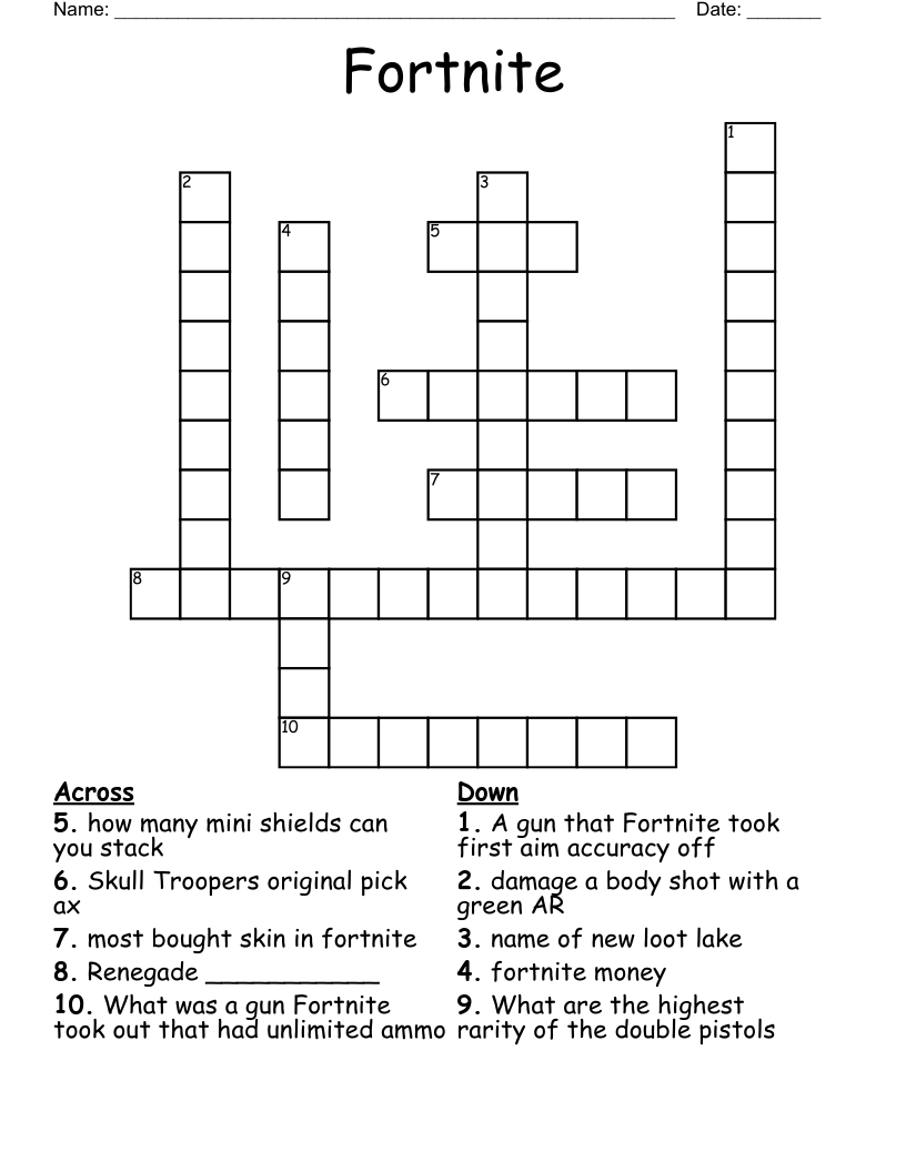 Fortnite Crossword