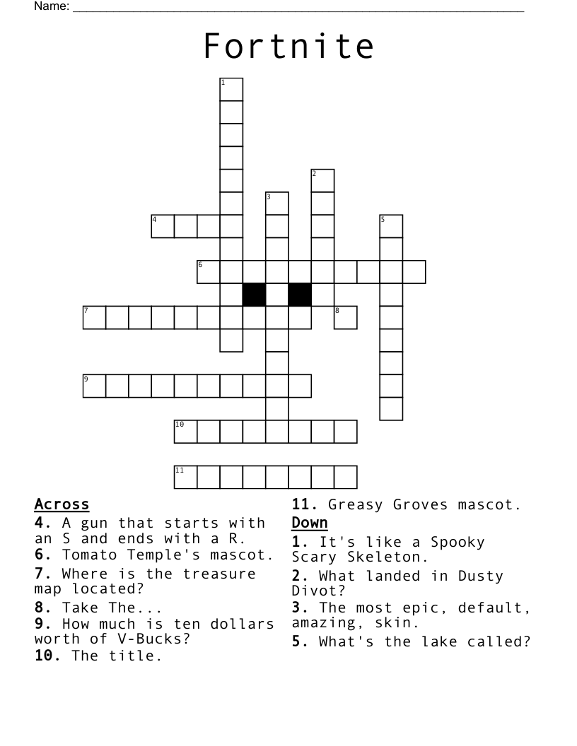 Fortnite Crossword