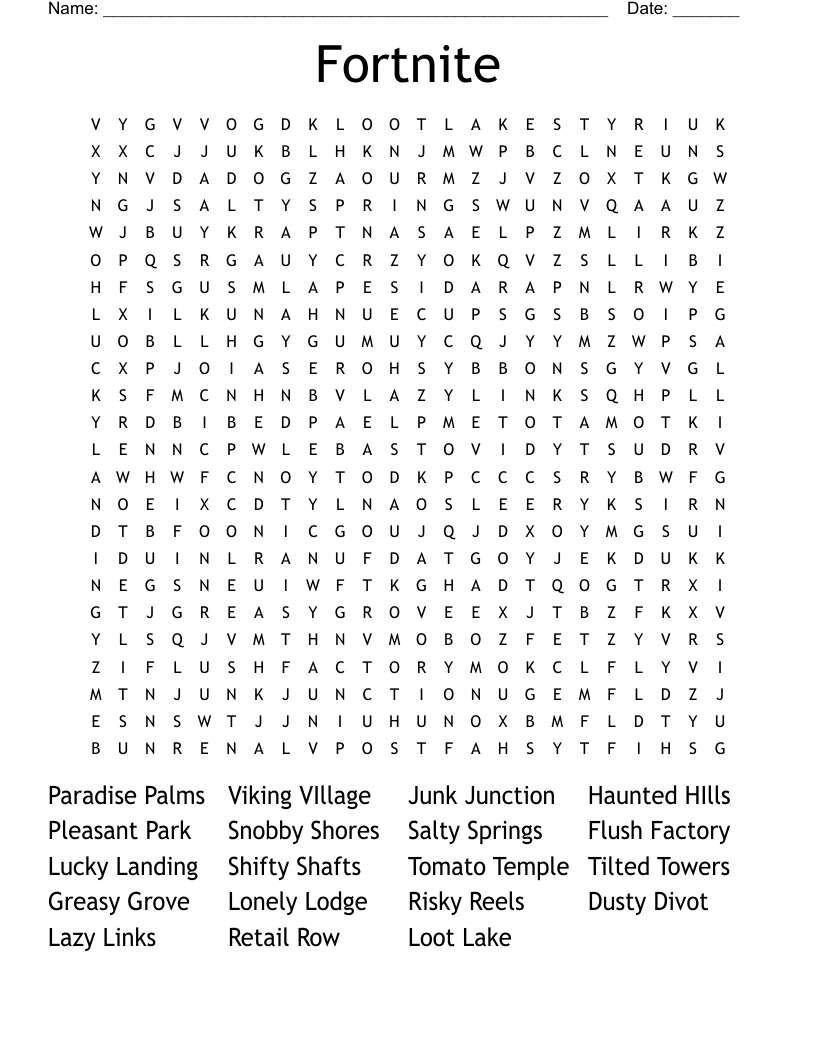 Fortnite Word Search