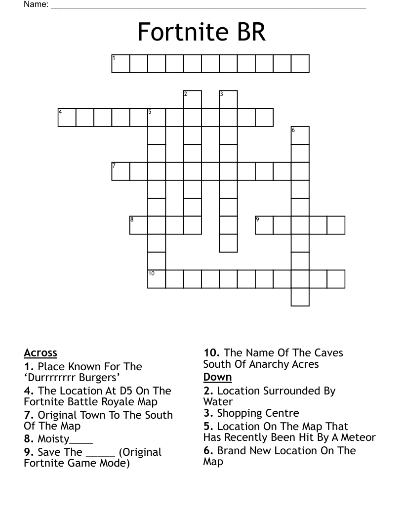 Fortnite BR Crossword