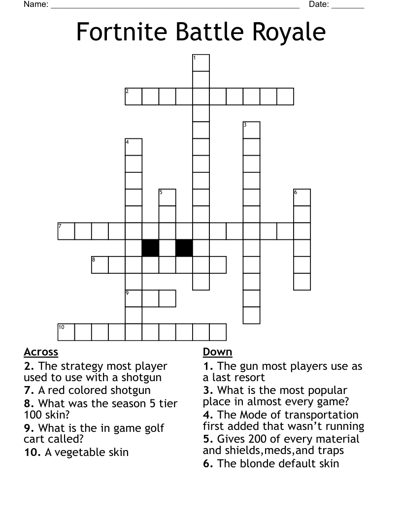 Fortnite Battle Royale Crossword