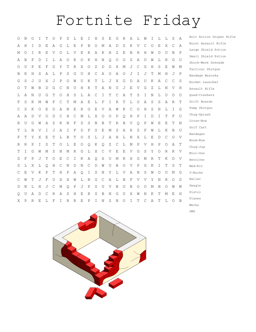 Fortnite Friday Word Search