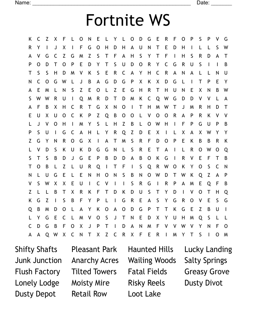 Fortnite WS Word Search