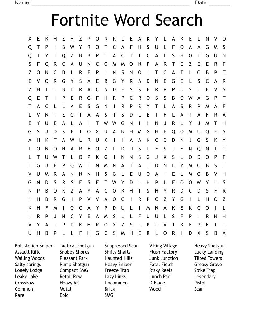 Fortnite Word Search