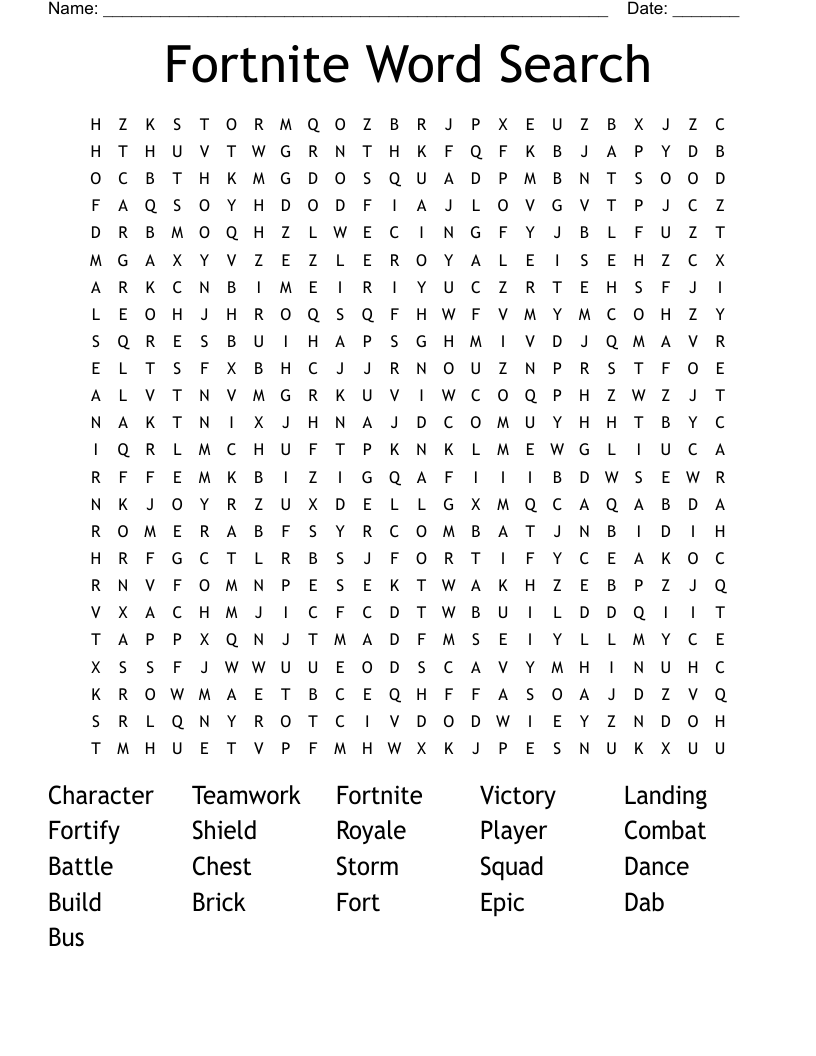 Fortnite Word Search