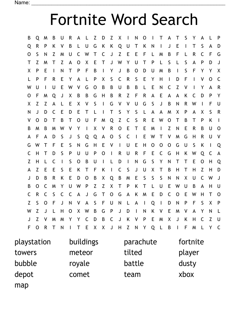 Fortnite Word Search