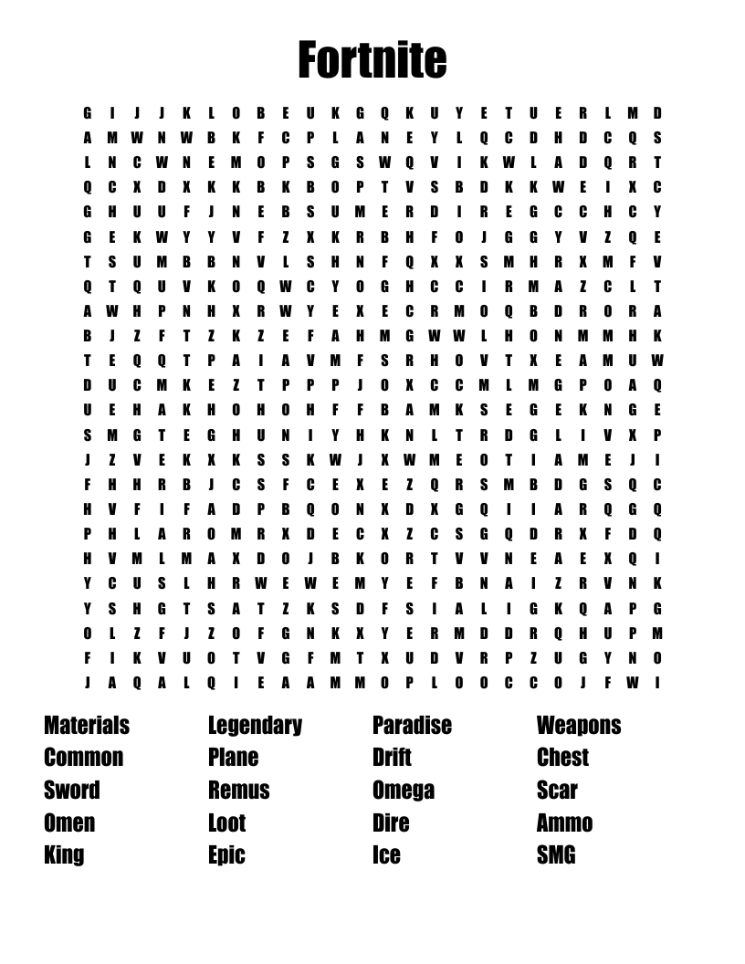 Fortnite  Word Search