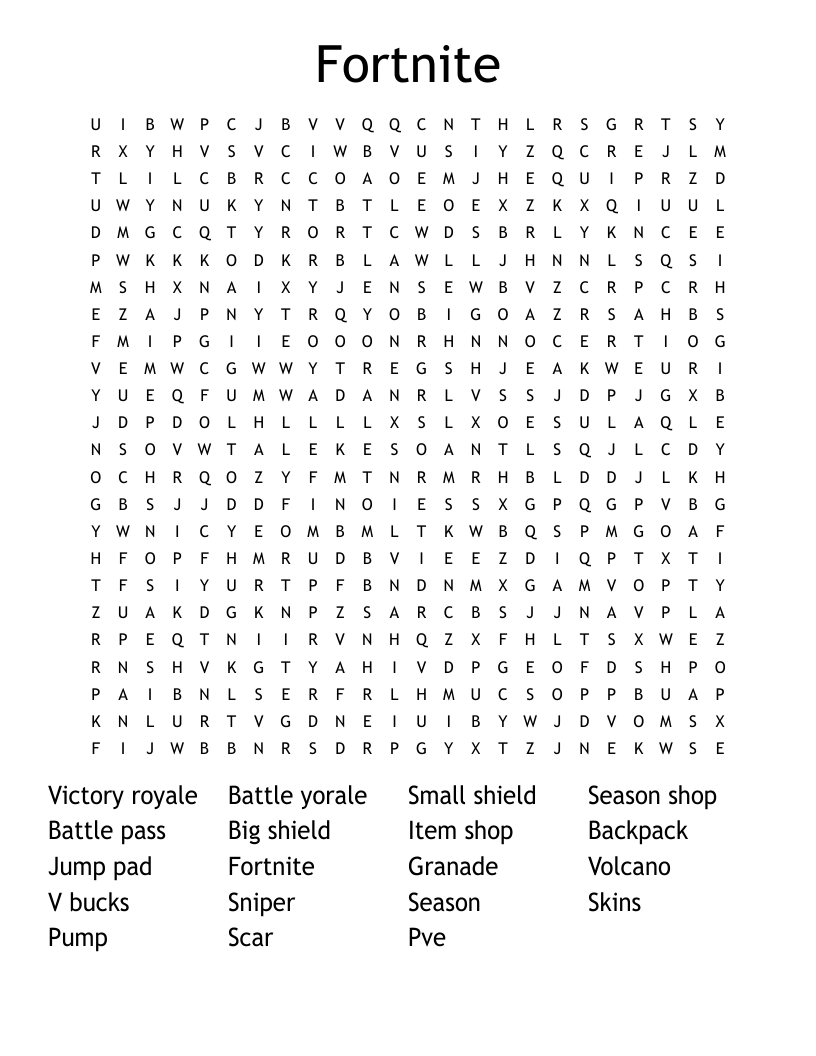 Fortnite  Word Search