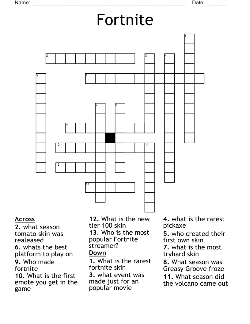 Fortnite  Crossword