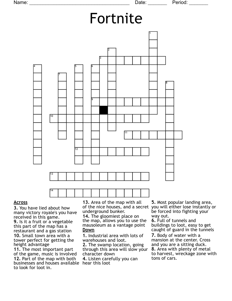 Fortnite  Crossword