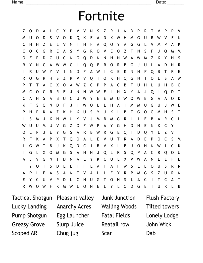 Fortnite  Word Search