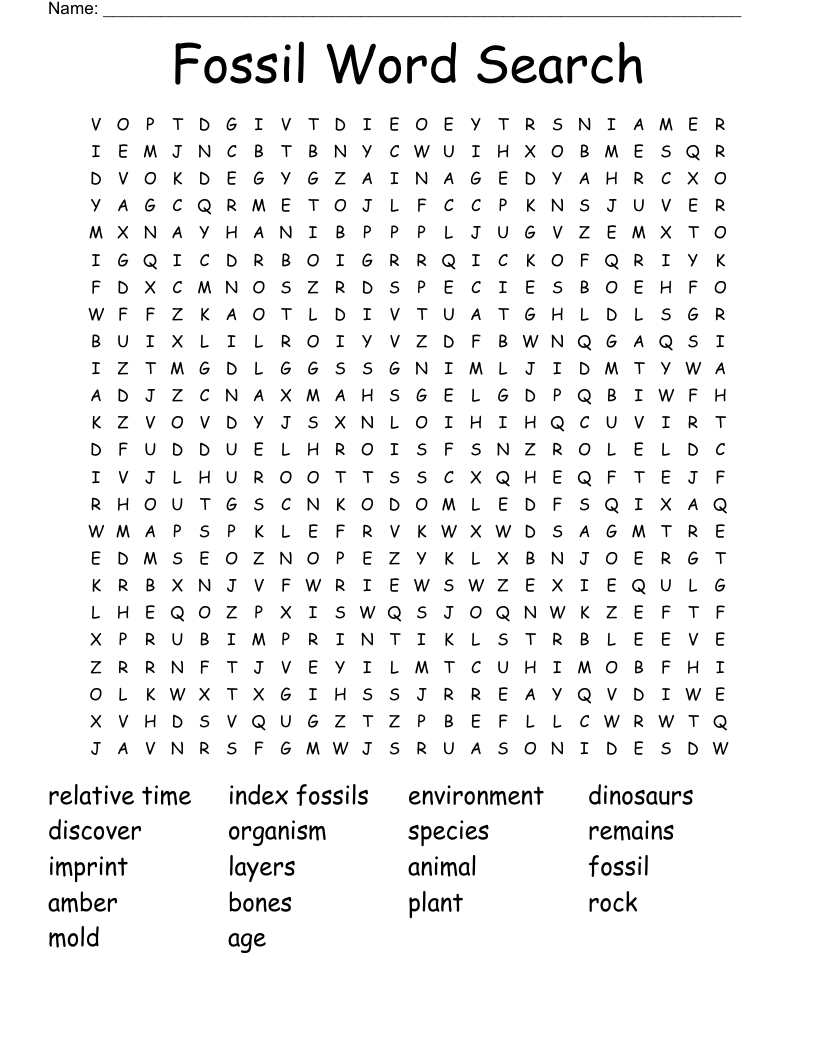 Fossil Word Search 