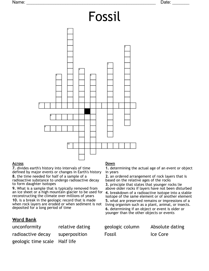 Fossil  Crossword