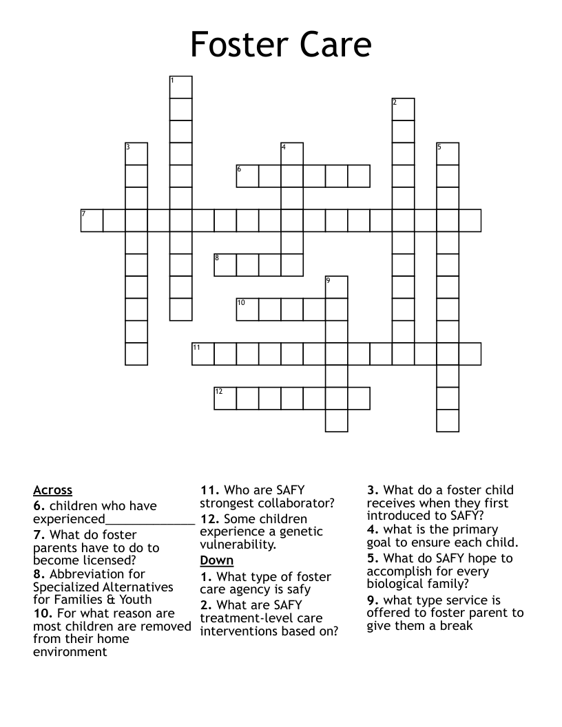 Foster Care Crossword