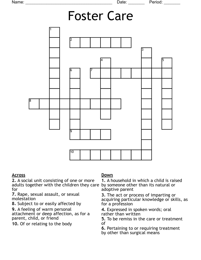 Foster Care Crossword