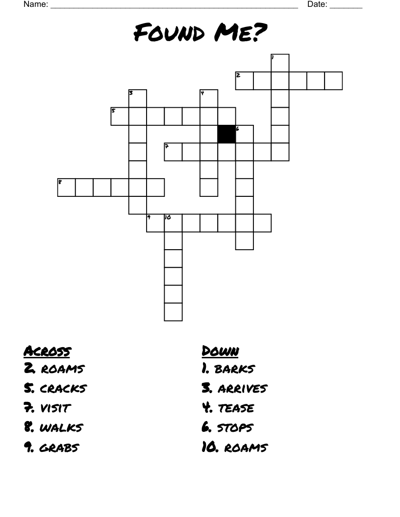 Found Me?  Crossword