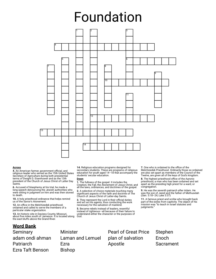 Foundation Crossword