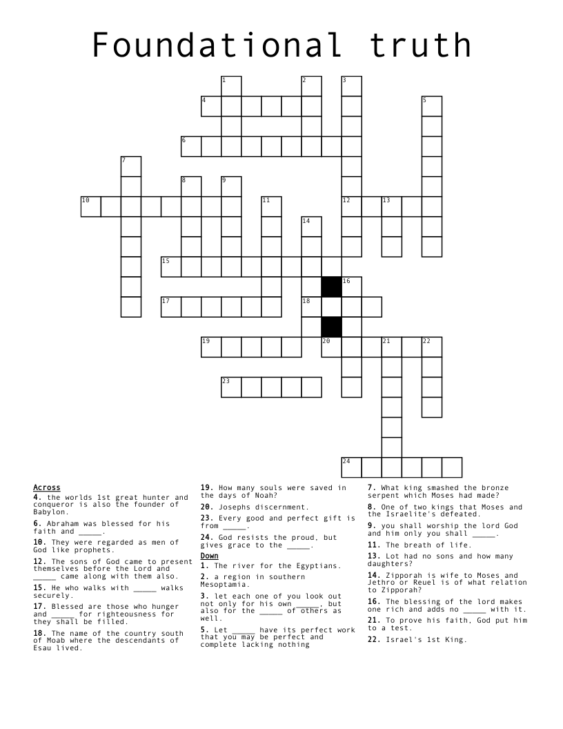 Foundational  truth Crossword