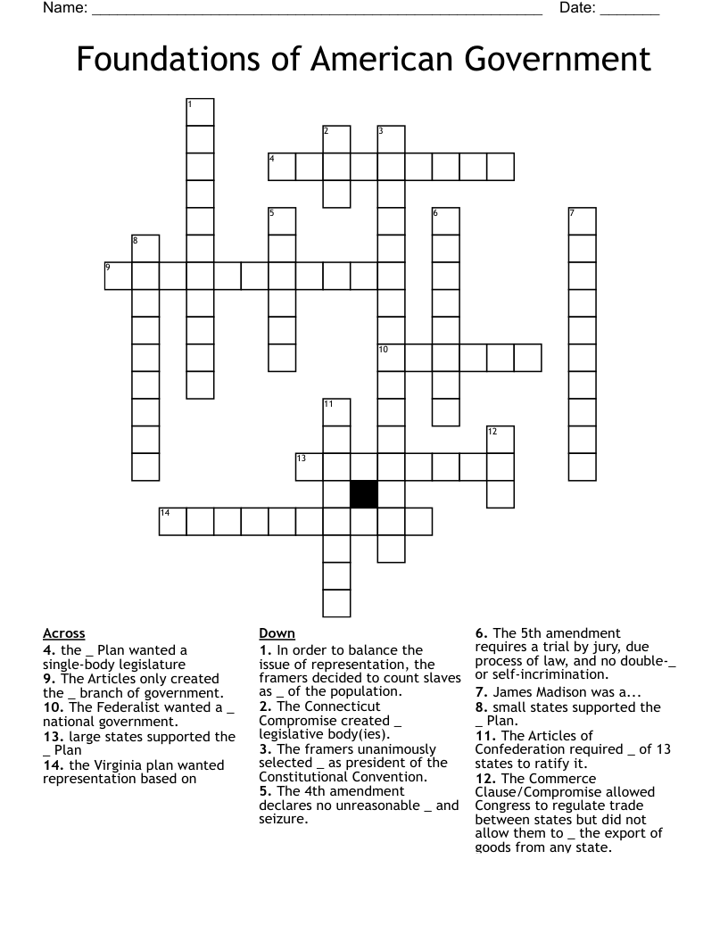 Foundations of American Government Crossword