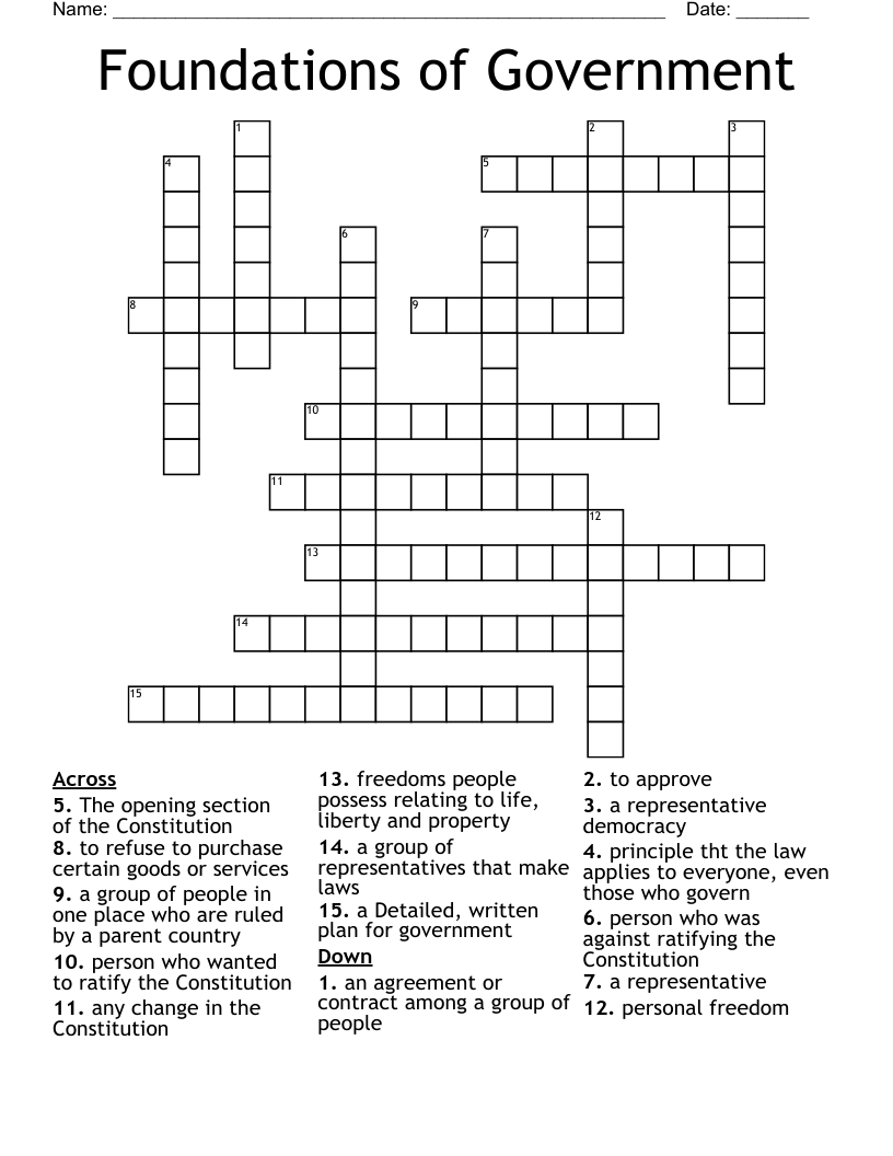 Foundations of Government Crossword