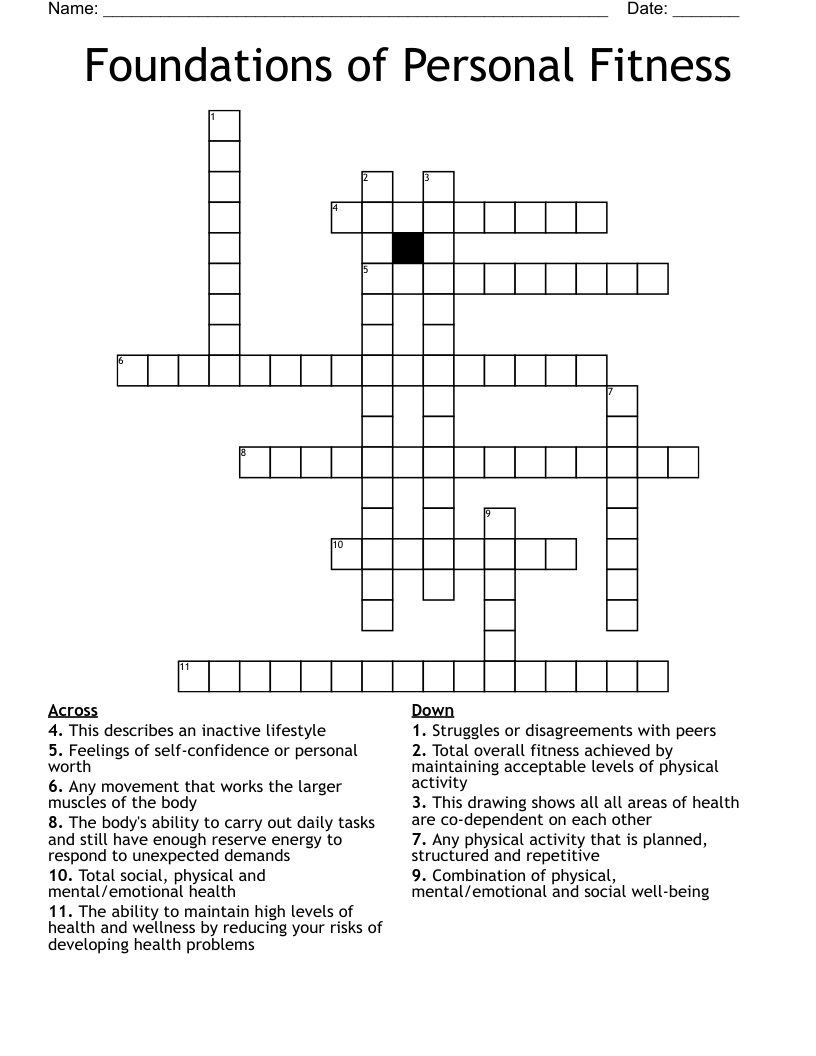 Foundations of Personal Fitness Crossword