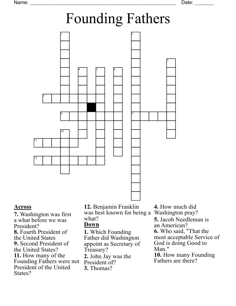 Founding Fathers Crossword