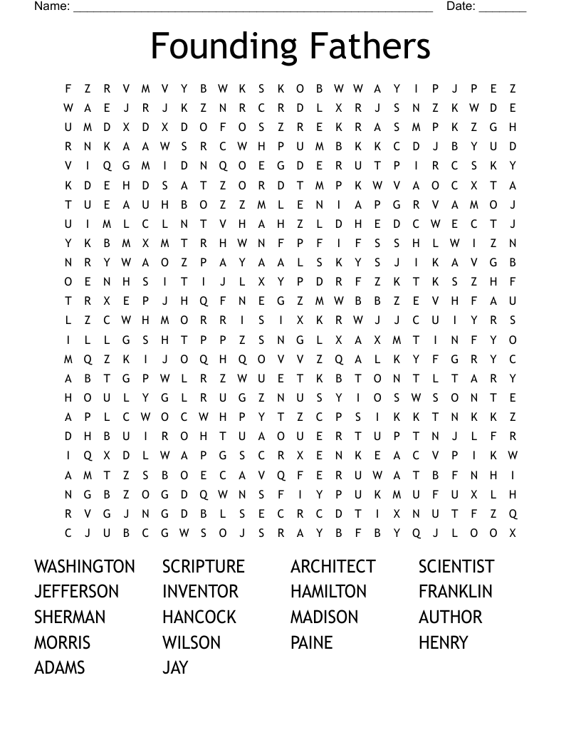 Founding Fathers Word Search