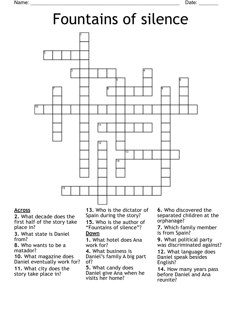 Fountains of silence  Crossword