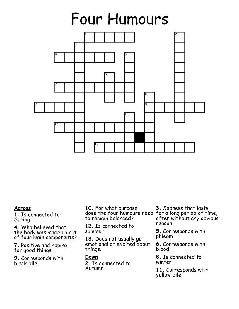 Four Humours Crossword