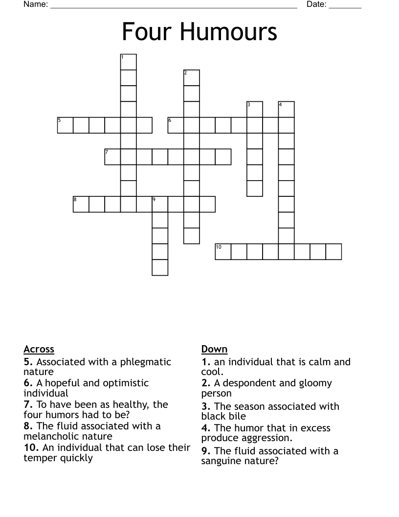 Four Humours Crossword