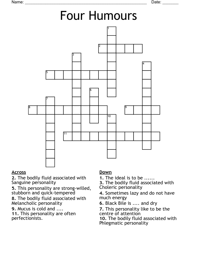Four Humours Crossword