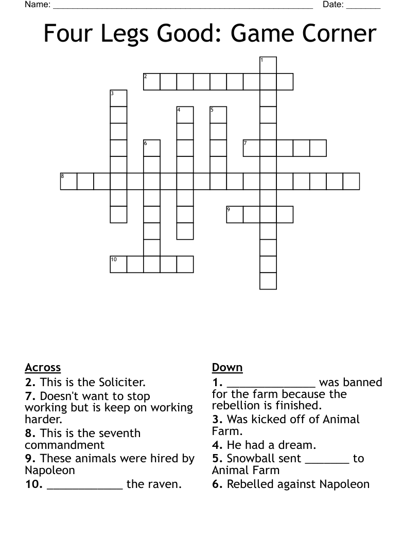 Four Legs Good: Game Corner Crossword