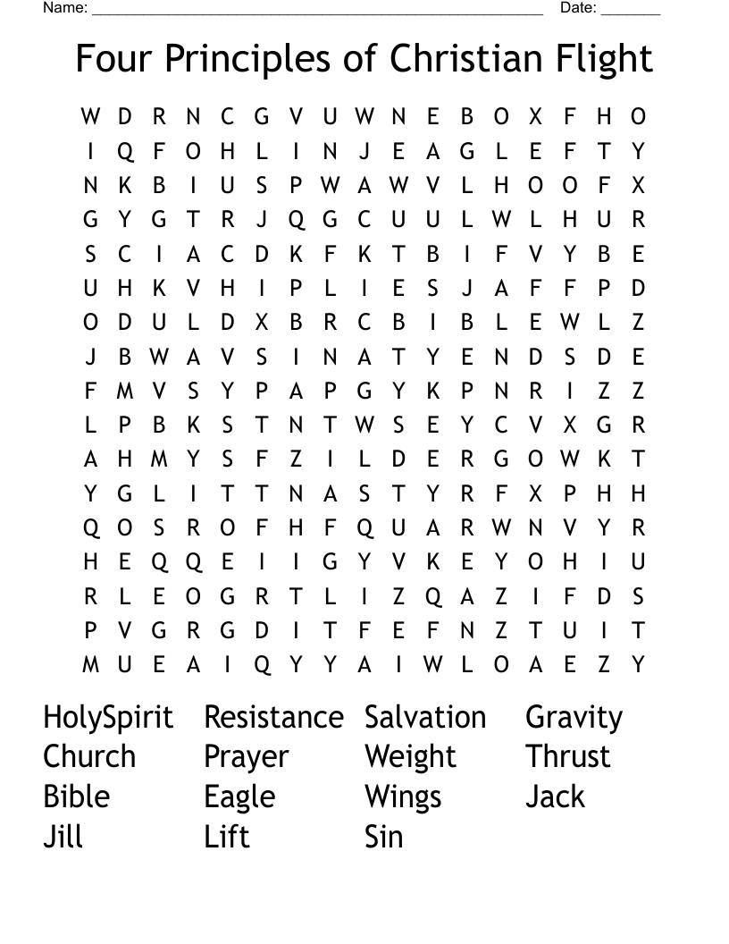 Four Principles of Christian Flight Word Search
