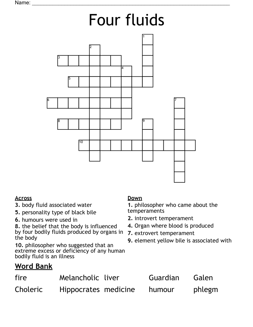 Four fluids Crossword