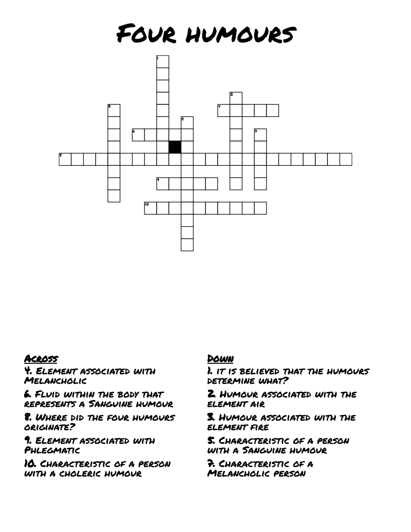 Four humours Crossword