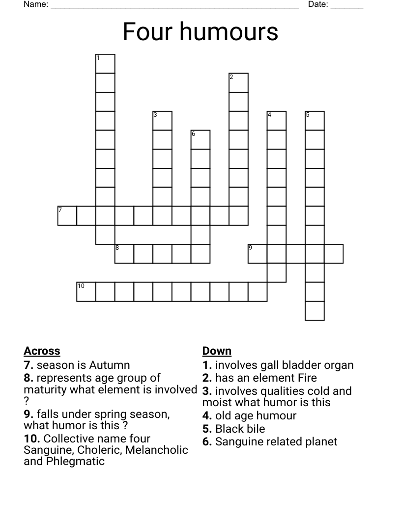Four humours Crossword