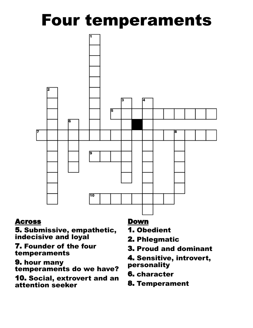 Four temperaments Crossword