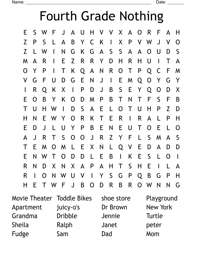 Fourth Grade Nothing Word Search