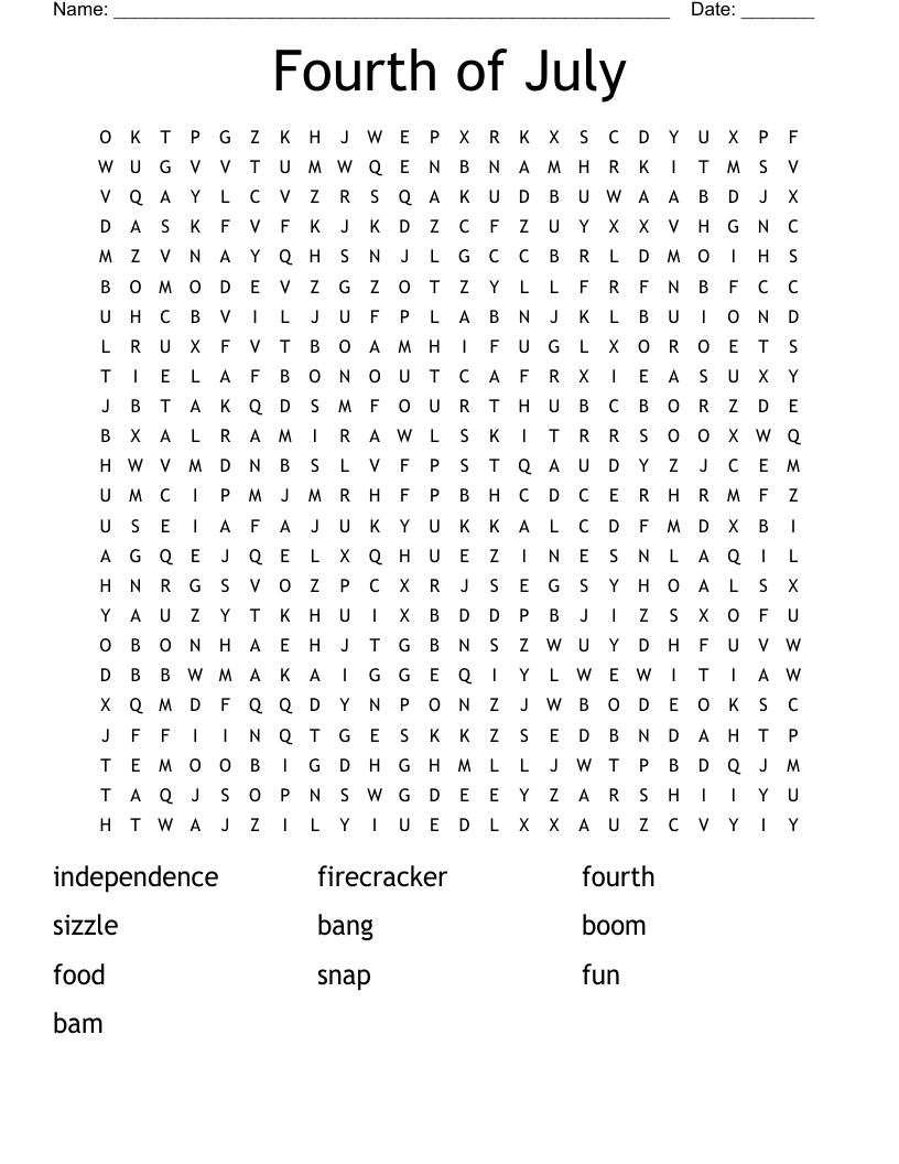 Fourth of July Word Search