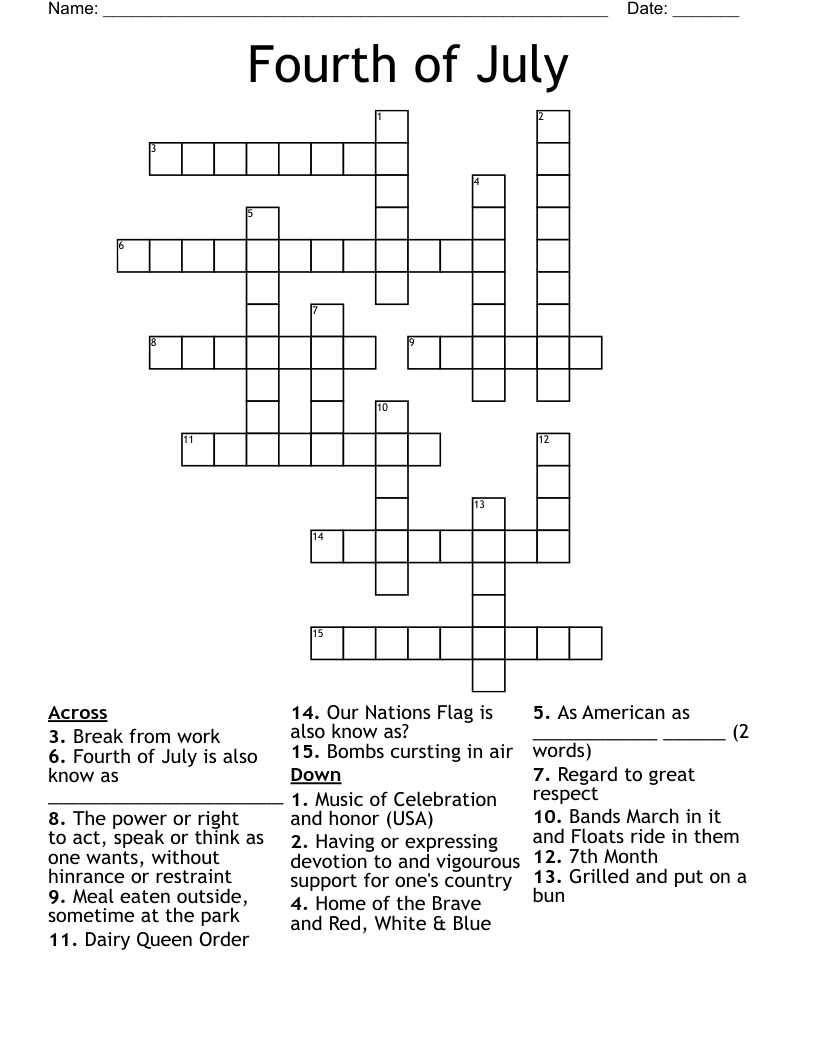 Fourth of July Crossword