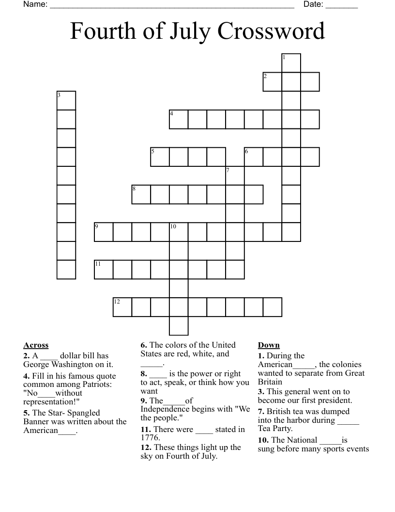 Fourth of July Crossword