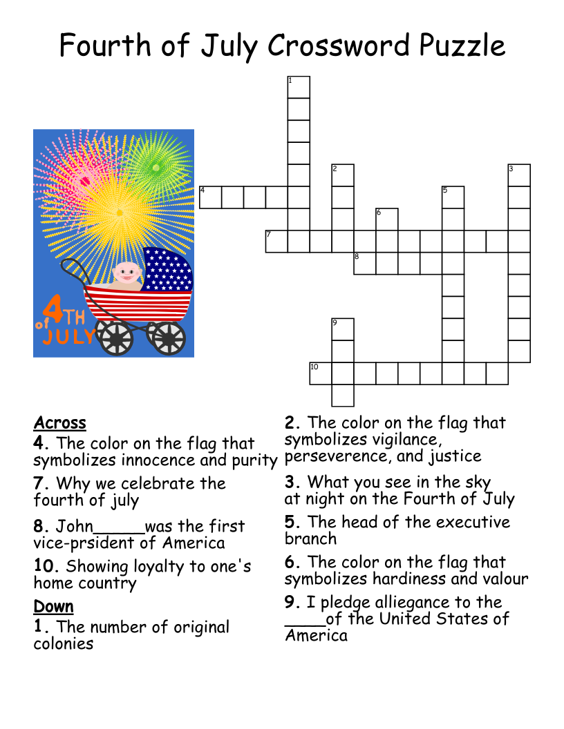 Fourth of July Crossword Puzzle