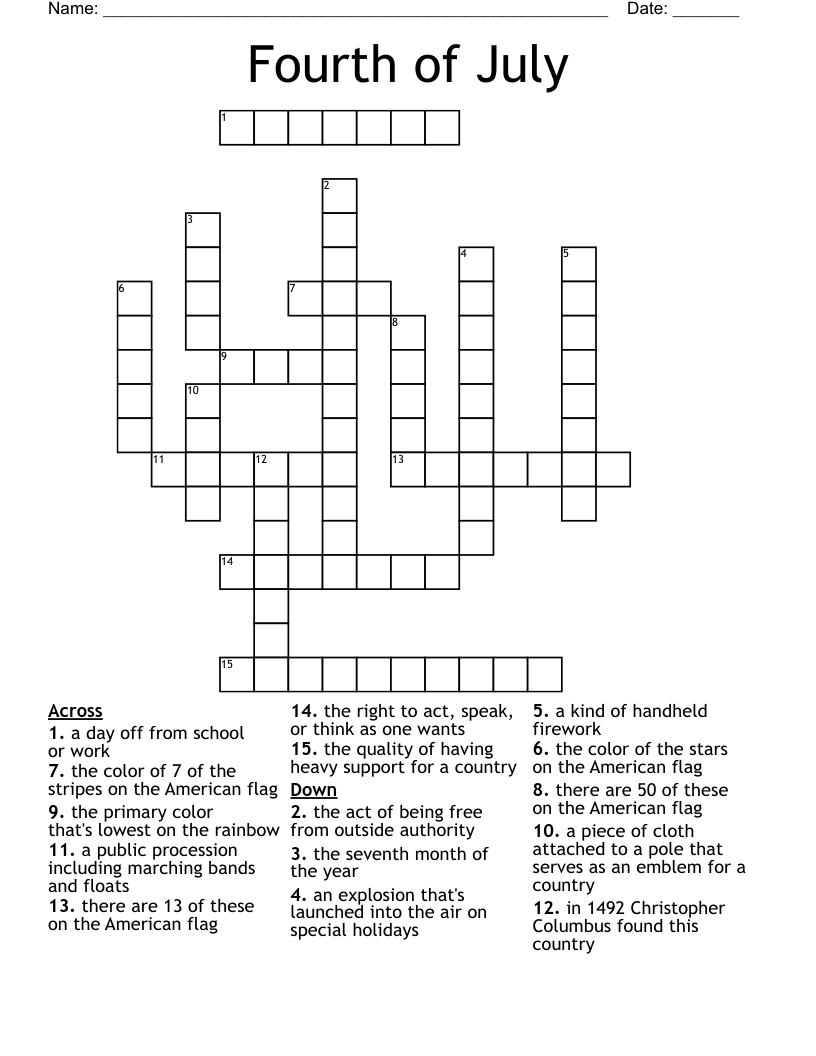Fourth of July  Crossword