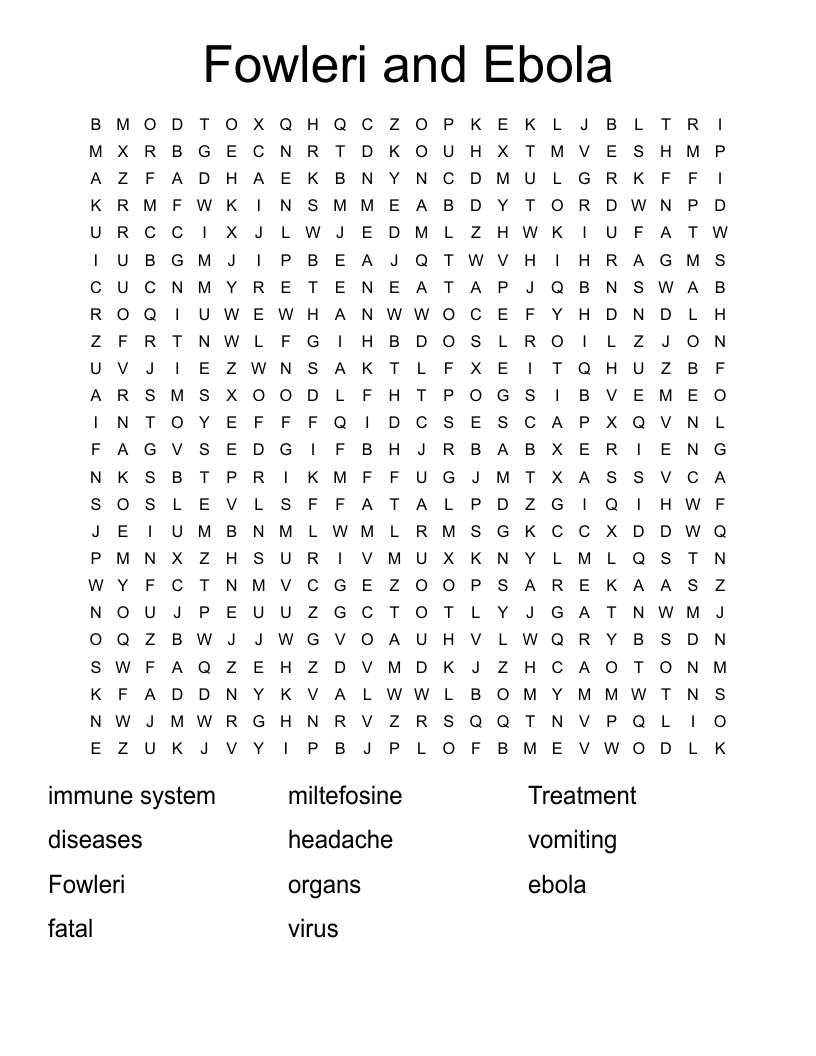 Fowleri and Ebola  Word Search