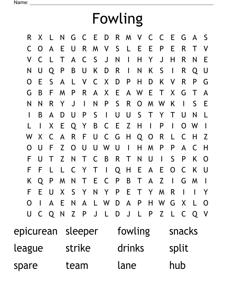 Fowling Word Search