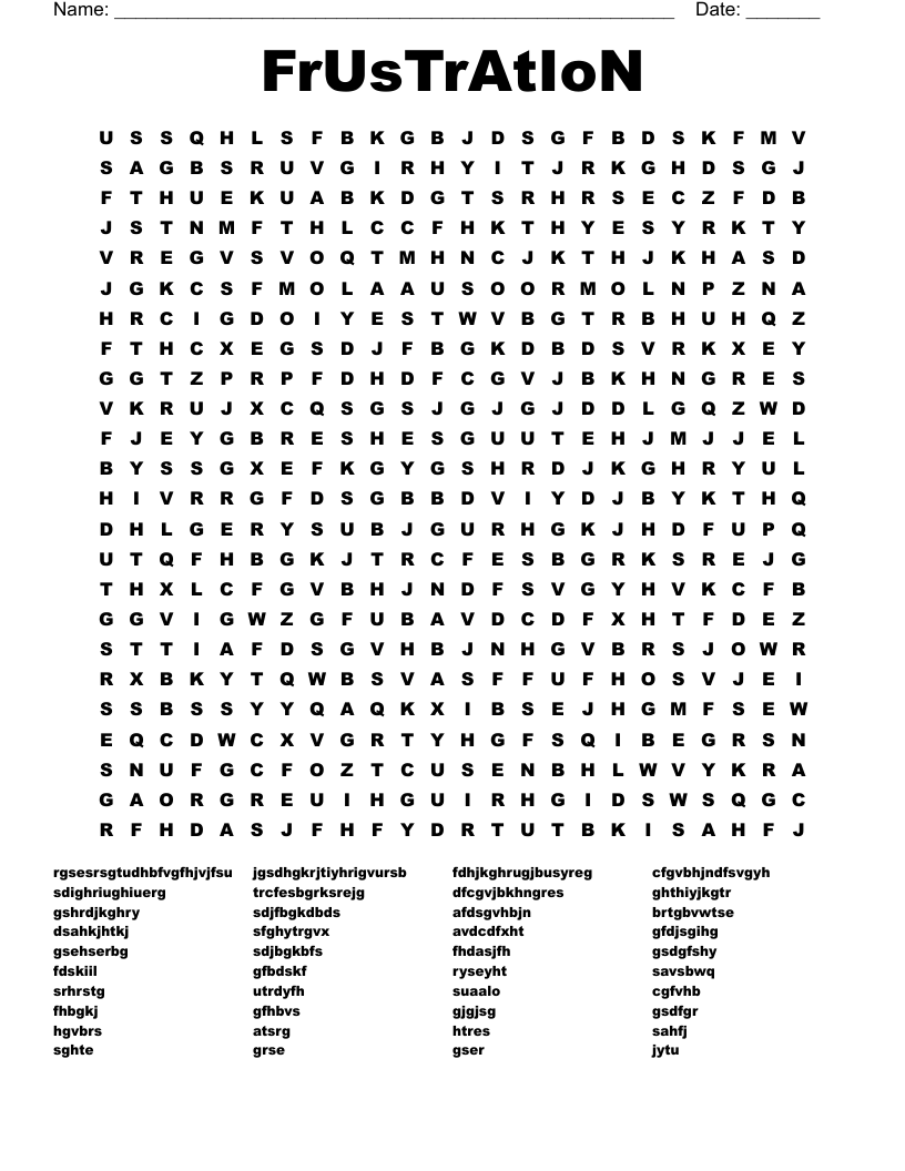 FrUsTrAtIoN Word Search