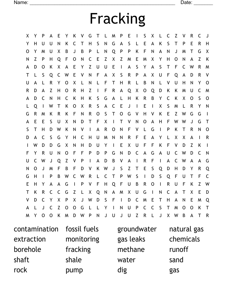 Fracking  Word Search