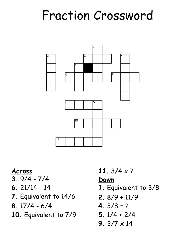 Fraction Crossword