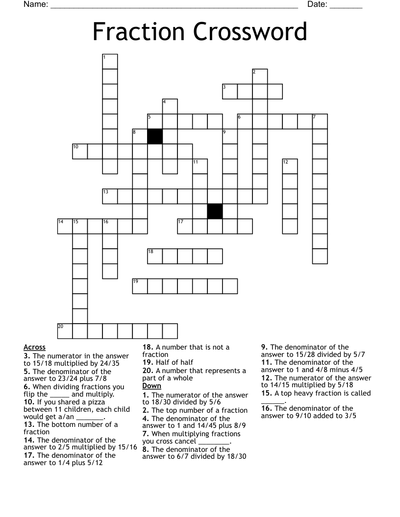 Fraction Crossword